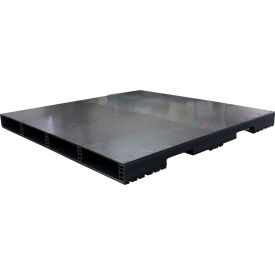 Stackable Closed Deck Pallet, Plastic. 4-Way, 60" x 60", 1500 Lb Stat Cap, Gray, Black