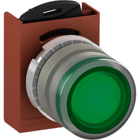 Illuminated Push Button Operator, 22mm, Green, Flush Style