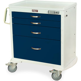 Four Drawer Procedure Cart with Pushbutton E-Lock, Hammertone Gray