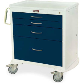 Four Drawer Procedure Cart with Standard Key Lock, Burgundy