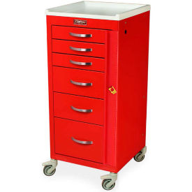Six Drawer Narrow Procedure Cart, Tall Height, Mini Width, Key Lock, Purple