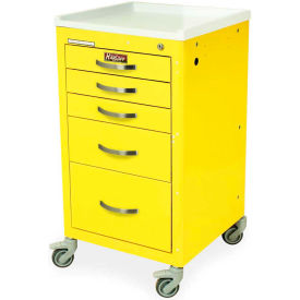 Mini Five Drawer Anesthesia Cart with Standard Key Lock, Forest Green.