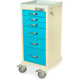 Narrow Medical Cart, 6 Drawers & E Lock, 24-3/4"Wx22"Lx43-3/4"H, Sand