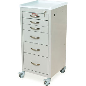 Narrow Procedure Cart, 6 Drawers, Key Lock, 18"W x 18"L x 40-3/4"H, Hammertone Green