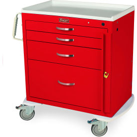Short Emergency Crash Cart, 4 Drawers, 36-3/4"W x 22"L x 37-1/4"H, Teal