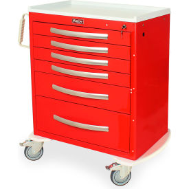 Lightweight Emergency Cart,6 Drawers,Key Lock,36-3/4"Wx22"Lx40-1/2"H,Forest Green