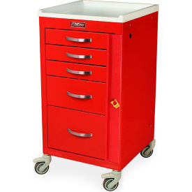 Narrow Emergency Cart Short Height,5 Drawers,18"Wx18"Lx34-1/2"H,Hammertone Blue