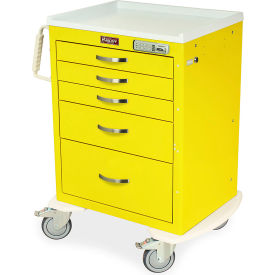 Short Isolation Cart, 5 Drawers & E Lock, 30"W x 22"L x 37-1/4"H, Mauve