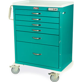 Tall Procedure Cart, 6 Drawers & E Lock, 36-3/4"W x 22"L x 43-3/4"H, Navy
