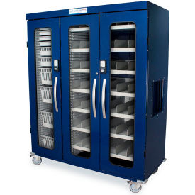 Triple Column Storage Cabinet, Electronic Keypad Lock, 60"W x 28"D x 81"H, Navy
