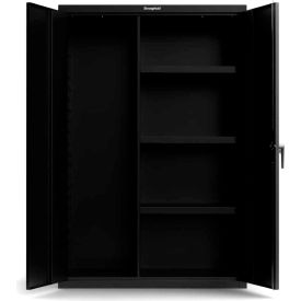 Heavy-Duty Janitorial Cabinet, 48"W x 24"D x 72"H, All-Welded, Black