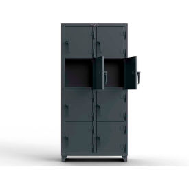 4-Tier 8 Door Extra Heavy Duty Locker, 36"W x 18"D x 75"H, Gray, Assembled