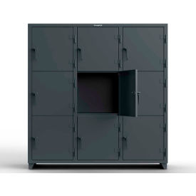 3-Tier 9 Door Extra Heavy Duty Locker, 72"W x 24"D x 75"H, Gray, Assembled