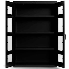 Stronghold Heavy Duty Clear View Cabinet, 48"W x 24"D x 72"H, All-Welded, Black