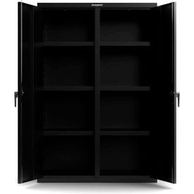 Heavy Duty Double Shift Cabinet, 6 Shelves, 18 Gauge, 48"W x 24"D x 72"H, Black
