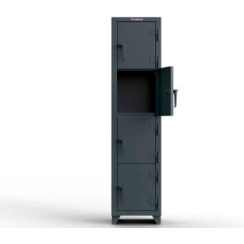 4-Tier 4 Door Extra Heavy Duty Locker, 18"W x 18"D x 75"H, Gray, Assembled