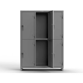 2-Tier 6 Door Extra Heavy Duty Locker, 54"W x 18"D x 75"H, Gray, Assembled