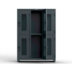 2-Tier 6 Door Ventilated Locker, 54"W x 18"D x 75"H, Gray, Assembled