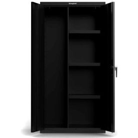 Heavy-Duty Janitorial Cabinet, 36"W x 24"D x 72"H, All-Welded, Black