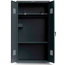 Heavy Duty Locker, 3 Shelves, 2 Moveable Hooks, 42"W x 24"D x 78"H,Black,All-Welded