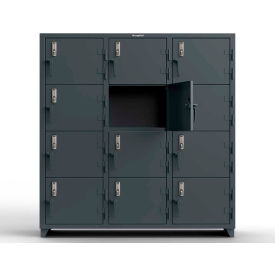 4-Tier 12 Door Digital Locker w/Keyless Entry Lock, 72"Wx24"Dx75"H, Gray, Assembled