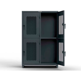 2-Tier 4 Door Ventilated Locker, 48"W x 24"D x 75"H, Gray, Assembled