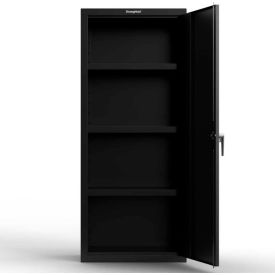 Heavy Duty Single Door Cabinet, 3 Shelves, 18 Gauge, 30"W x 18"D x 72"H, Black
