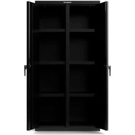 Heavy Duty Double Shift Cabinet, 6 Shelves, 18 Gauge, 36"W x 24"D x 72"H, Black