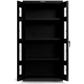 Heavy Duty Clear View Cabinet, 36"W x 24"D x 72"H, All-Welded, Black