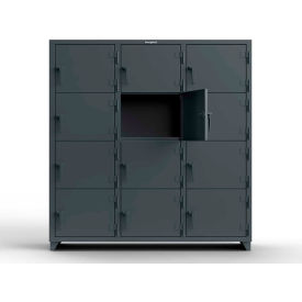 4-Tier 12 Door Extra Heavy Duty Locker, 72"W x 24"D x 75"H, Gray, Assembled