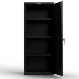 Heavy Duty Single Door Cabinet, 3 Shelves, 18 Gauge, 30"W x 24"D x 72"H, Black