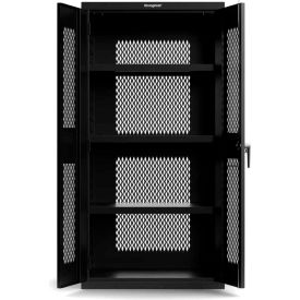 Heavy Duty Ventilated Cabinet w/ 3 Shelves, 18 Ga., 36"W x 24"D x 72"H, All-Welded, Black