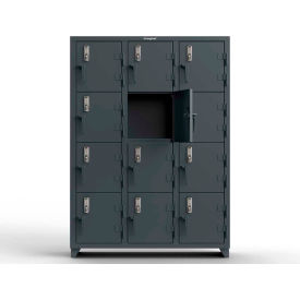 4-Tier 12 Door Digital Locker with Keyless Entry Lock, 54"Wx18"Dx75"H, Gray, Assembled