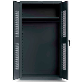 Heavy Duty Locker, 1 Shelf, 2 Moveable Hooks, 42"W x 24"D x 78"H, Black, All-Welded