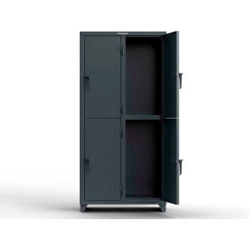 2-Tier 4 Door Extra Heavy Duty Locker, 36"W x 18"D x 75"H, Gray, Assembled
