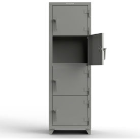 4-Tier 4 Door Extra Heavy Duty Locker, 24"W x 24"D x 75"H, Gray, Assembled