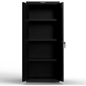 Heavy Duty Cabinet, 3 Adjustable Shelves, 18 Gauge, 30"W x 24"D x 72"H, Black