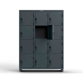 4-Tier 12 Door Extra Heavy Duty Locker, 54"W x 18"D x 75"H, Gray, Assembled