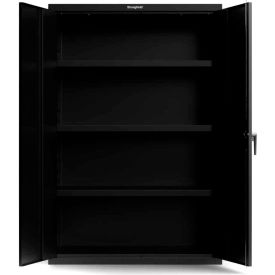 Heavy Duty Cabinet, 3 Adjustable Shelves, 18 Gauge, 48"W x 24"D x 72"H, Black