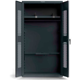 Heavy Duty Locker, 1 Shelf, 4 Moveable Hooks, 42"W x 24"D x 78"H, Black, All-Welded