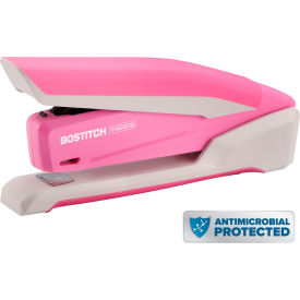 InCourage Spring-Powered Antimicrobial Stapler, 20-Sheet Cap., Pink/White