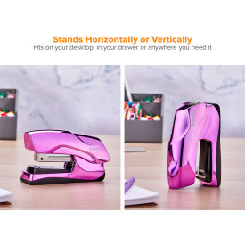 Flat Clinch Stapler, 40 Sheets, Metallic Purple