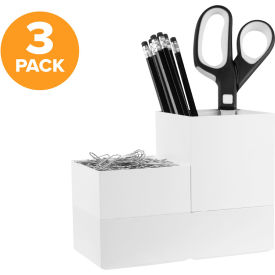 Office Konnect Stackable Storage Cups, 3-Pack, White