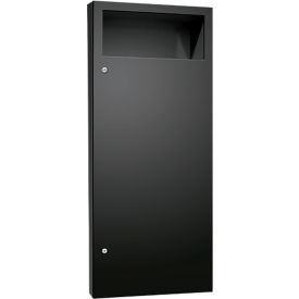 Simplicity Semi-Recessed Powder Coated Waste Receptacle, Stainless Steel, Black
