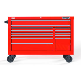 Proto® Double Bank Roller Cabinet W/ 13 Drawers, 55"W x 22-3/8"D x 38-1/2"H, Red