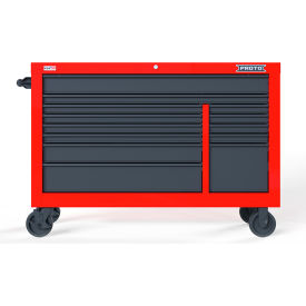Proto® Double Bank Roller Cabinet W/ 13 Drawers, 55"W x 22-3/8"D x 38-1/2"H, Red & Gray
