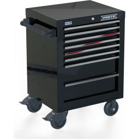 Proto® Single Bank Roller Cabinet W/ 8 Drawers, 22-3/8"D x 38-1/2"H, Black