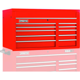 Proto® 550S Top Chest W/ 10 Drawers, 50"W x 25-1/4"D x 27"H, Red