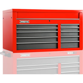 Proto® 550S Top Chest W/ 10 Drawers, 50"W x 25-1/4"D x 27"H, Red & Gray