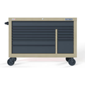 Proto® Double Bank Roller Cabinet W/ 13 Drawers, 55"W x 22-3/8"D x 38-1/2"H, Tan